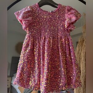 Lola & the Boys Pink Sequin Kids Dress, size 2